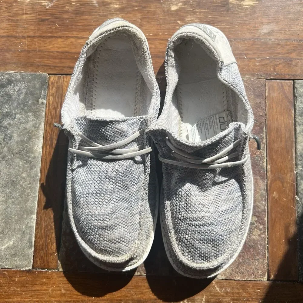 Hey Dude Unisex Wendy Sox Glacier Gray- Stone White- Slip on Shoes Womens 7